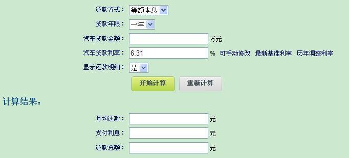 买二手车贷款计算器，轻松算出月供和总还款额